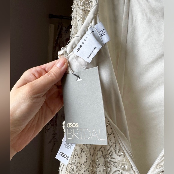 ASOS DESIGN ornate crystal embellished square neck maxi wedding dress - Picture 12 of 15